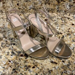 BP Women's Metallic Gold Block Heels